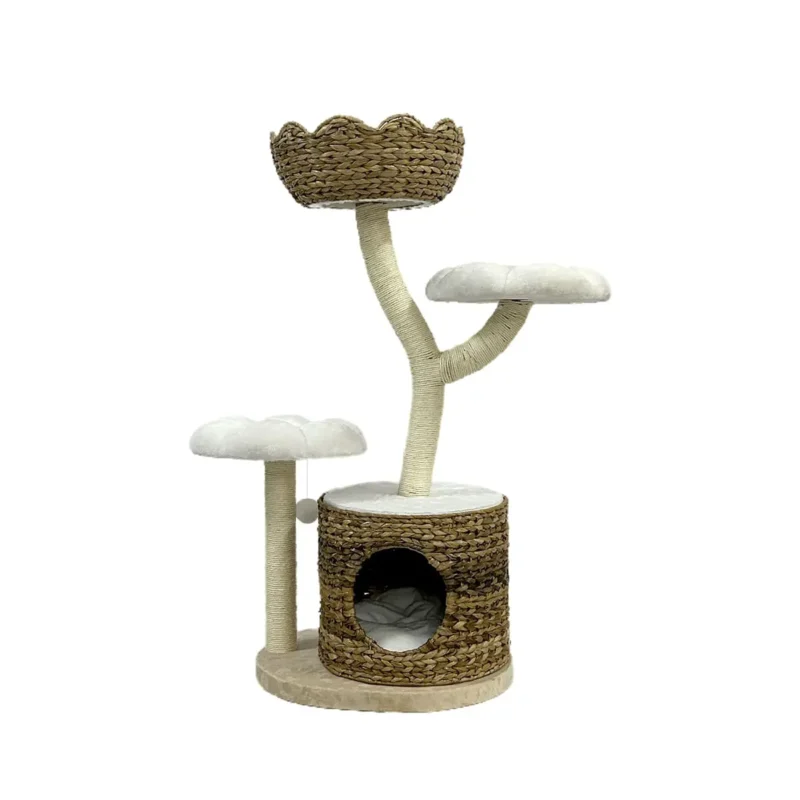 Wicker cat tree, Natural Material Flower Banana Leaf Woven