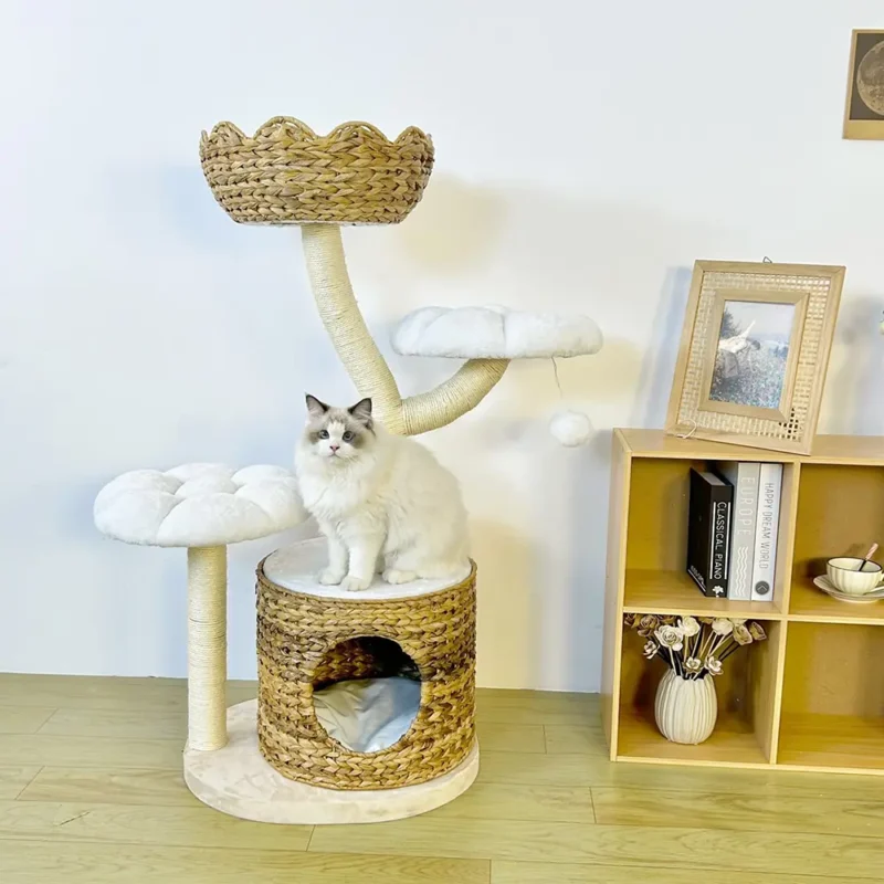 Wicker cat tree, Natural Material Flower Banana Leaf Woven - Image 2