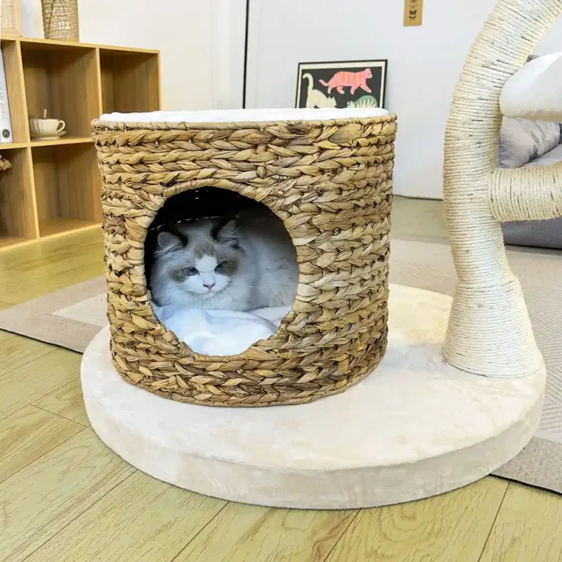 Wicker cat tree, Natural Material Flower Banana Leaf Woven - Image 6