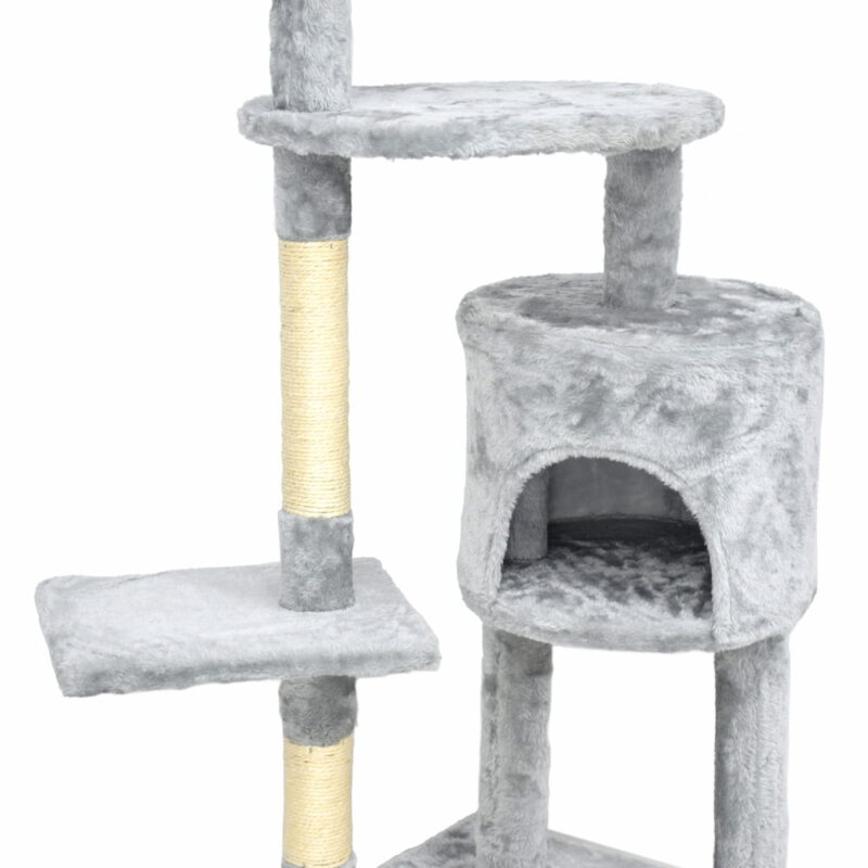 Grey Scratching Post for Cat - with cat house and lying board - Image 2