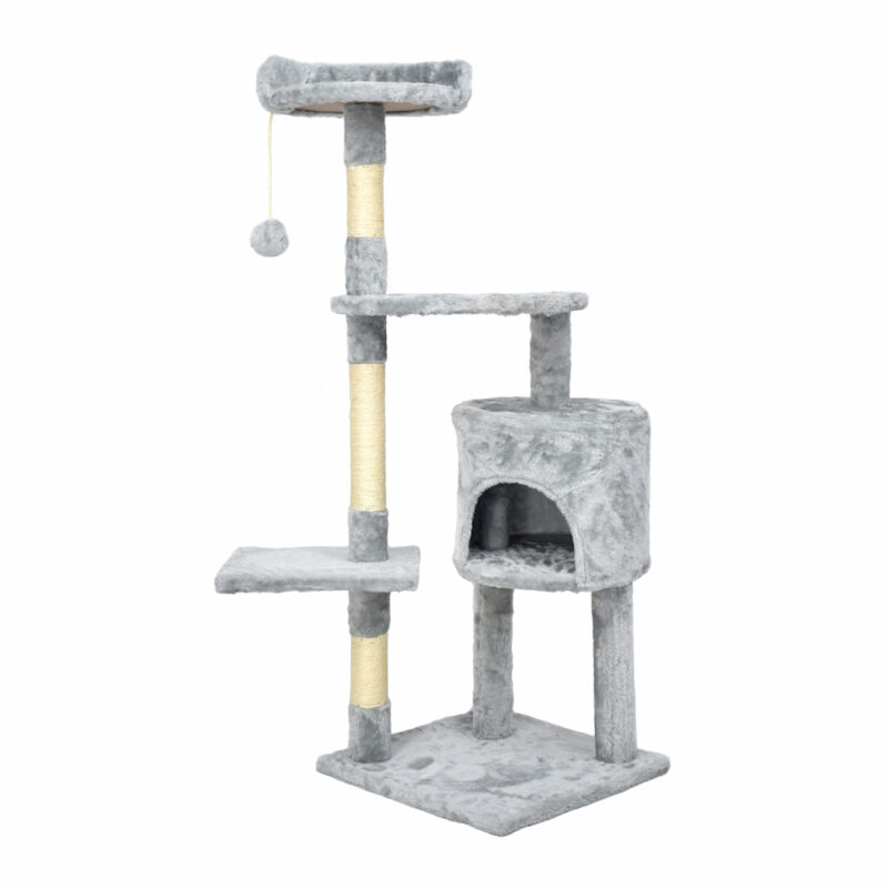 Grey Scratching Post for Cat - with cat house and lying board