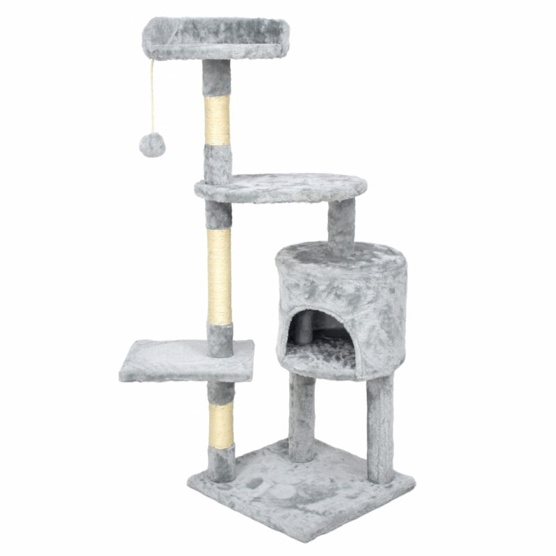 Grey Scratching Post for Cat - with cat house and lying board - Image 8