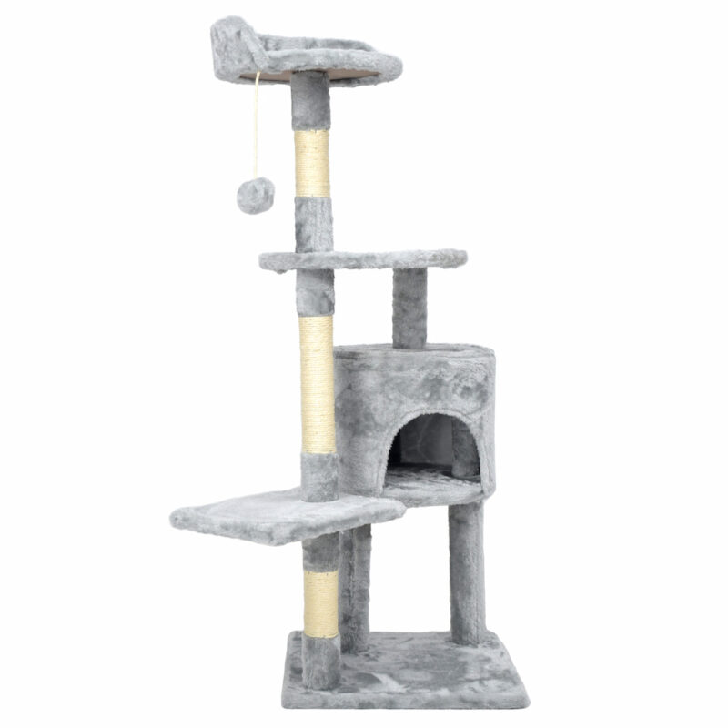 Grey Scratching Post for Cat - with cat house and lying board - Image 4