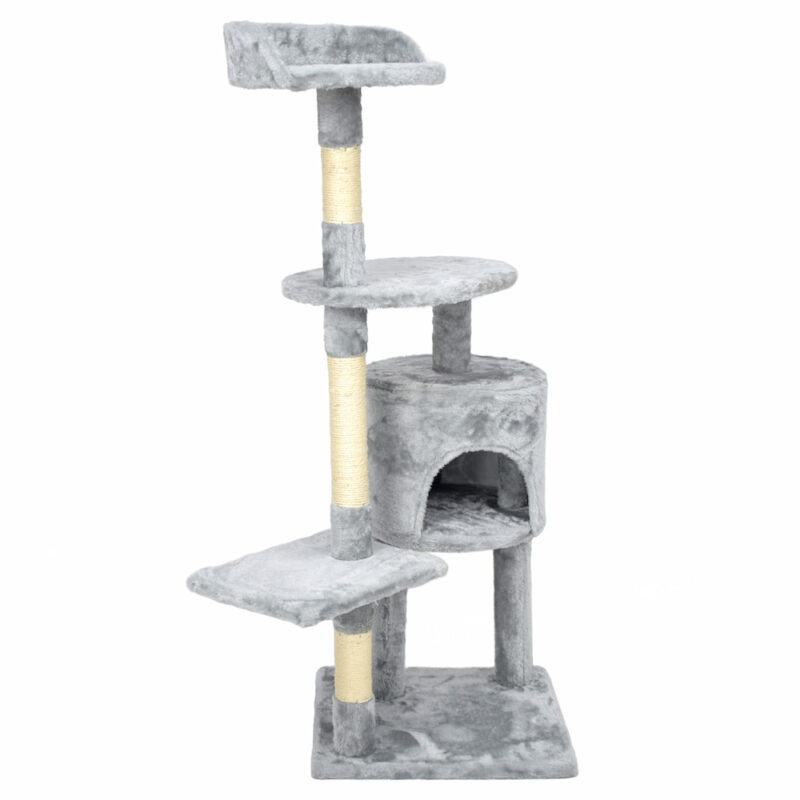 Grey Scratching Post for Cat - with cat house and lying board - Image 5