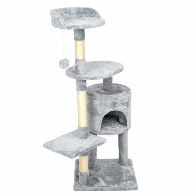 Grey Scratching Post for Cat - with cat house and lying board - Image 6