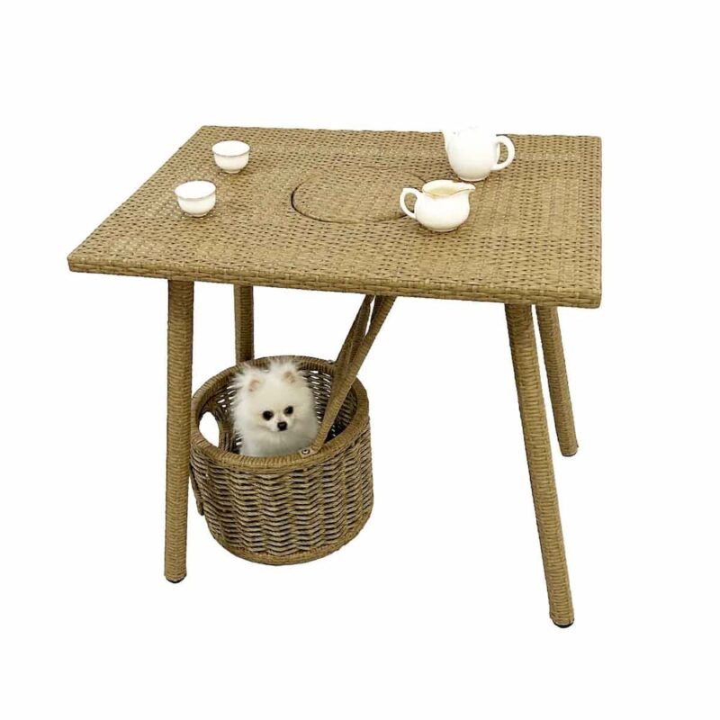 Handwoven Dual-Purpose Coffee Table & Pet Bed