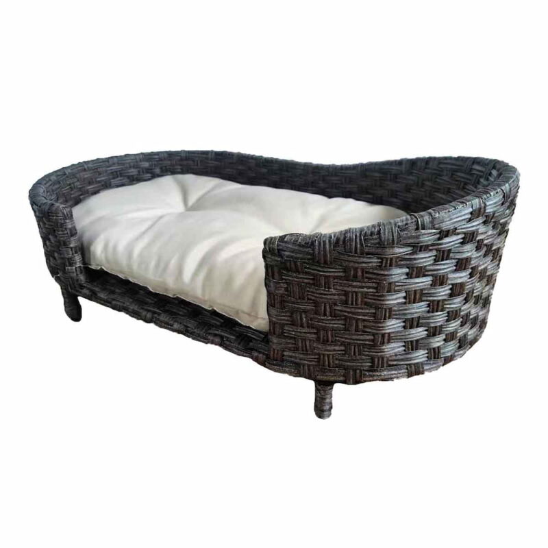 Wicker Dog Sofa with Soft Water-resistant Cushion - Image 2