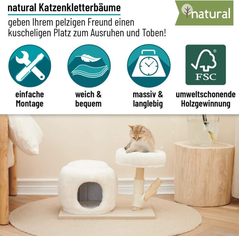 Durable cat tree and scratching post, cat house, solid wood cat house - Image 3