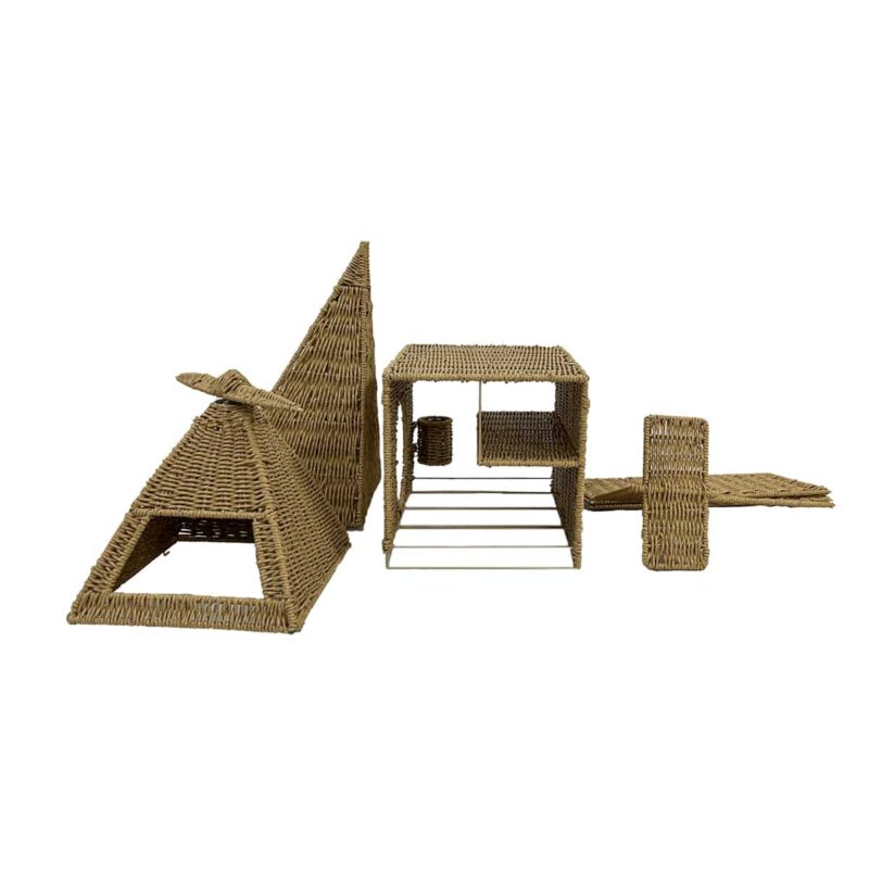 Handwoven Airplane Pet Bed for Cats & Dogs, Rattan Cat House - Image 5
