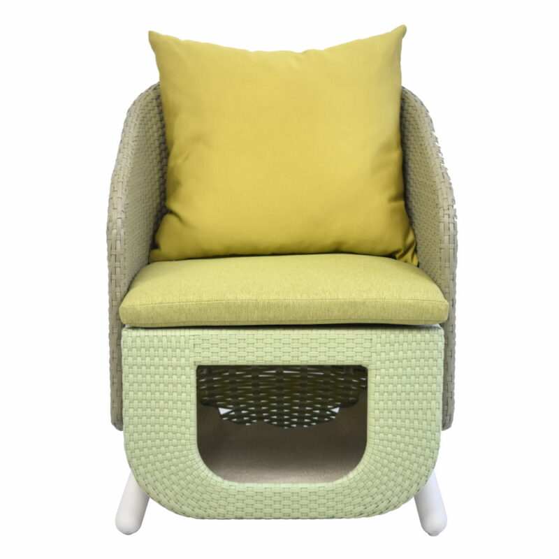 Dual-Purpose Rattan Lounge Chair with Pet Bed - Image 4