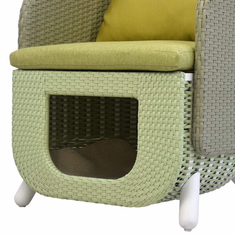 Dual-Purpose Rattan Lounge Chair with Pet Bed - Image 2
