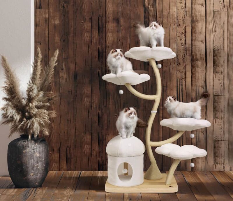 White large cat tree with cat nest - Image 5