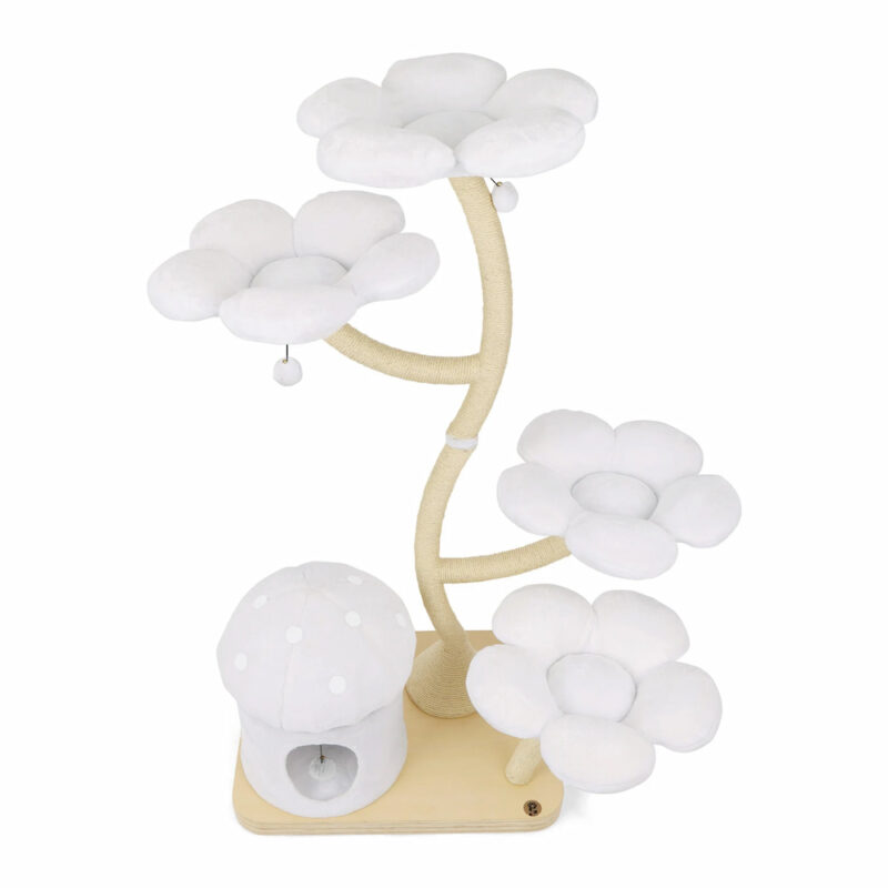 White large cat tree with cat nest