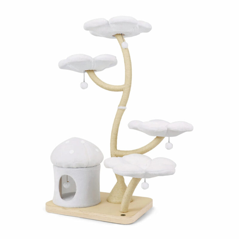 White large cat tree with cat nest - Image 2