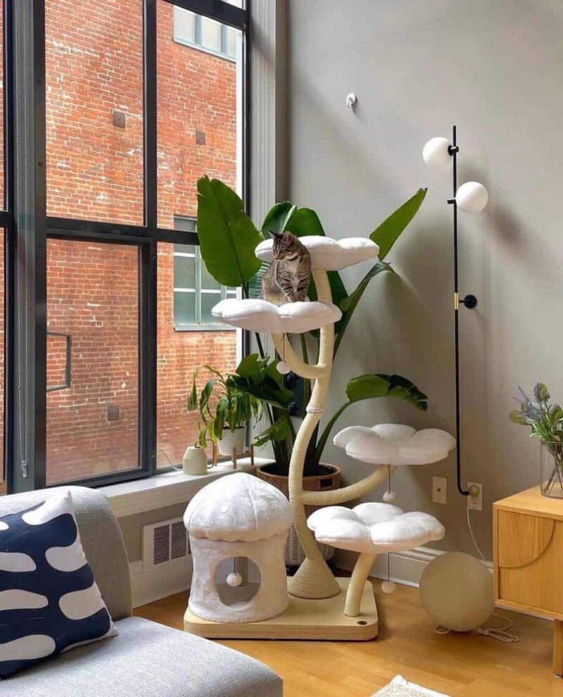 White large cat tree with cat nest - Image 6