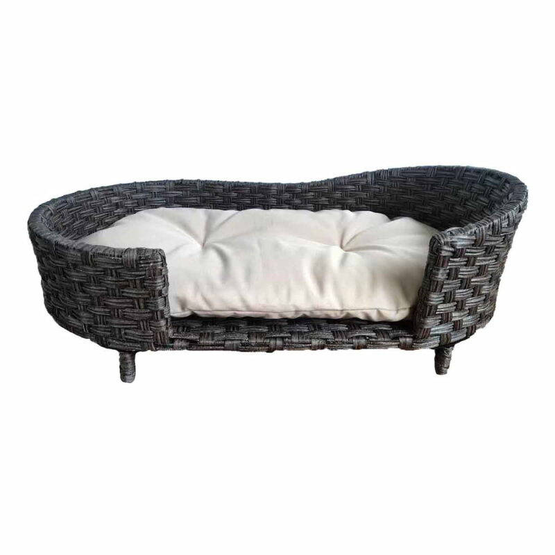 Wicker Dog Sofa with Soft Water-resistant Cushion